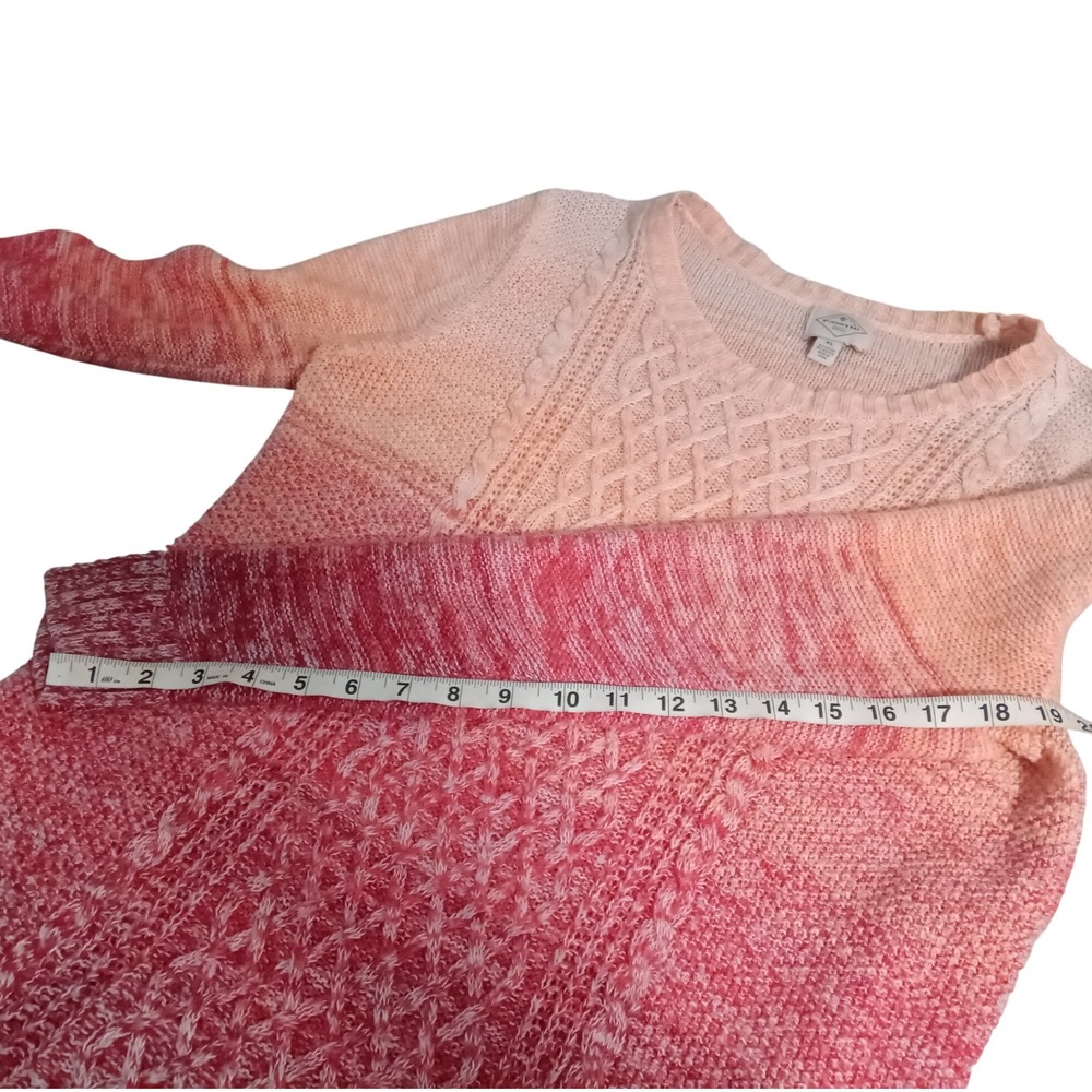 St Johns Bay Women XL Ombre Pink Cable Knit Cotton Acrylic Sweater Long Sleeve - Picture 9 of 10